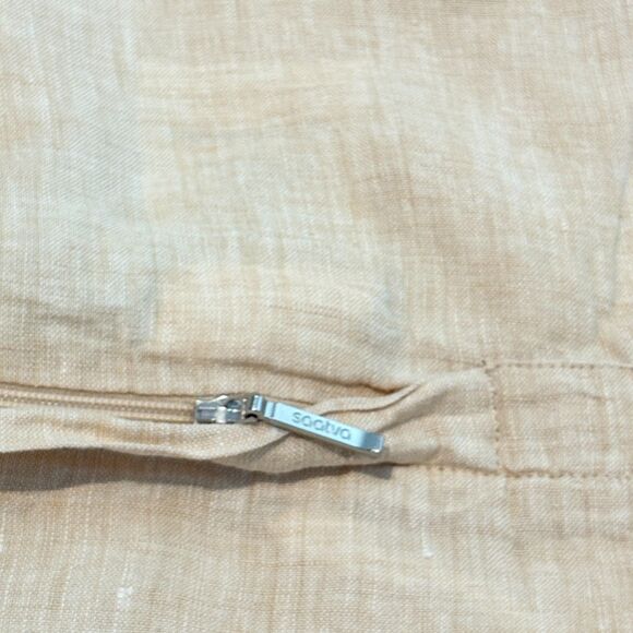 Saatva Heritage Flax Linen Queen Duvet Cover and Sham Pillow Case Set Beige - Picture 11 of 12